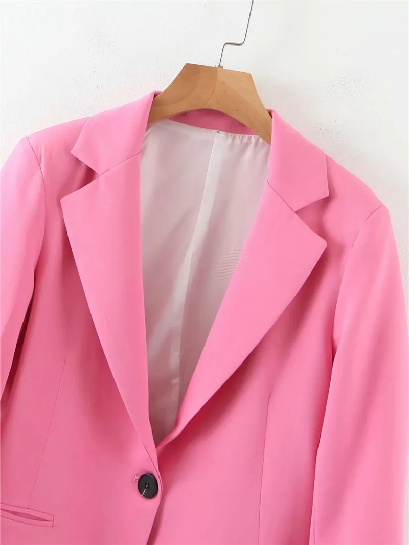 MMobWomen-Blazer à Bouton Unique, Couleur Unie, Vêtement Formel Mi-long, Décontracté, à la Mode, Nouvelle Collection 2023