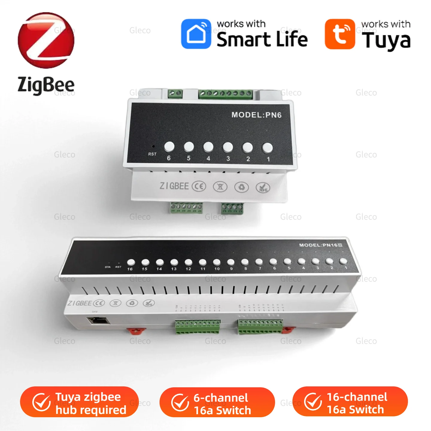 

6/16 CH Zigbe 16A Relay Switch Module Power Remote Control Appliance Control Relay Module 110V-240V For Tuya Smart Life APP