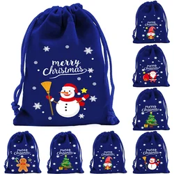 Xmas Patterns Velvet Bags 9x12 15x20cm Small Christmas Candy Gift Bag Drawstring Pouch Boutique Jewelry Packaging Bags