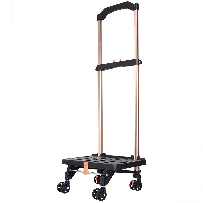 Universal wheel trolley Folding aluminum alloy pull rod supermarket cart househould shopping cart with bag