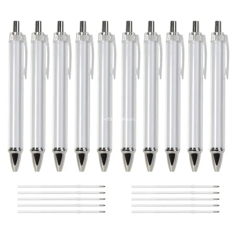 10Pcs Retractable Ballpoint Pen for Heat Transfer Printing Sublimation Pen Dropship