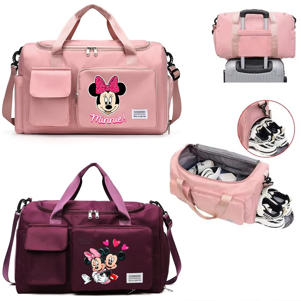 Mickey Minnie Sports Gym Bag Travel Handbags For Women Man Yoga Shoulder Crossbody Fitness Outdoor Foldable Travel Duffel Bag