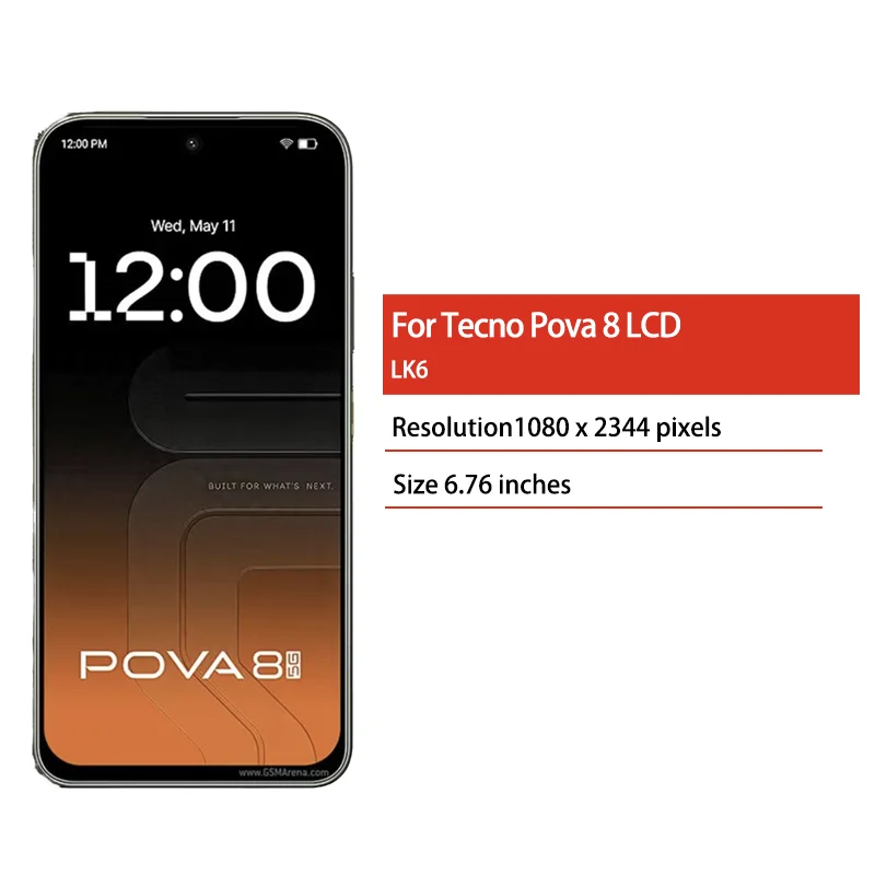 6.76“High Quality For Tecno Pova 8 LK6 LCD Display Touch Screen Digitizer Panel Assembly Replacement Repair Parts