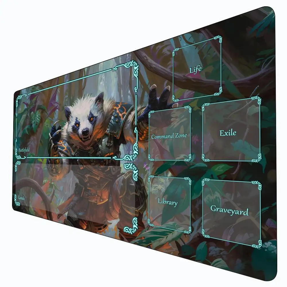 

Fierce Raccoon Samurai Magic Card Gaming Mat with zone mtg playmat desk mat Commander Playmat suitable for game gathering