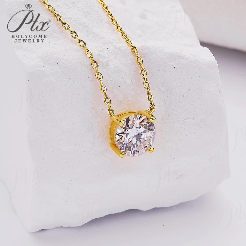 

Ожерелье с блестками из муассанита и цвет D от 1 до 3 карата VVS1, круглый муассанит S925, покрытый белым, желтым, розовым золотом, женский подарок на помолвку