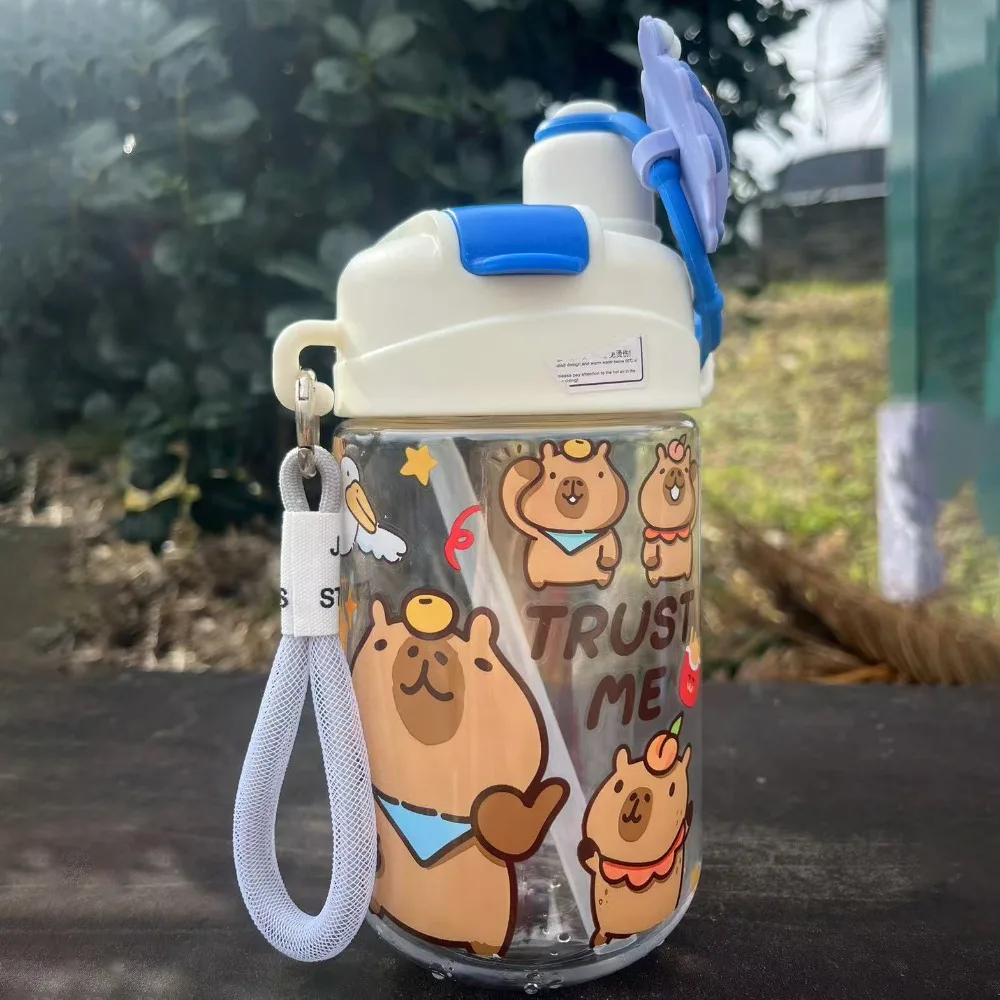 Botella de agua portátil de gran capacidad para capibara, taza transparente de dibujos animados para niños, PC, PVC, botella portátil de leche
