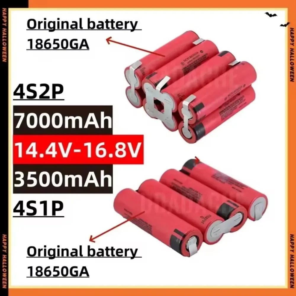 Original 18650 GA 2S 3S 4S 5S 6S 3500-7000mAh High Capacity Customizable for Screwdriver Welding Battery 18650 12V 14.4V 18V 25V