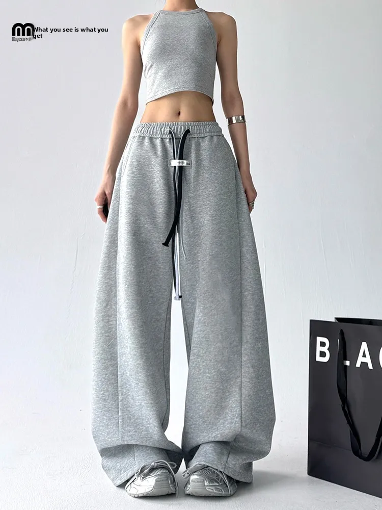 High Waist Wide Leg Knife Pants Color Block High Rise Casual Women's Trousers Spring 2025 Asymmetric Commute Style Cotton Blend