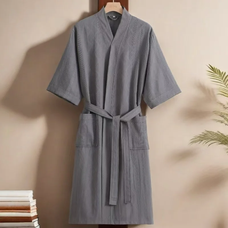 Autumn New Women 100% Cotton Kimono Bath Robe Bridesmaid Robes Femme Sexy Waffle Bathrobe Dressing Gown Bride Wedding Peignoir