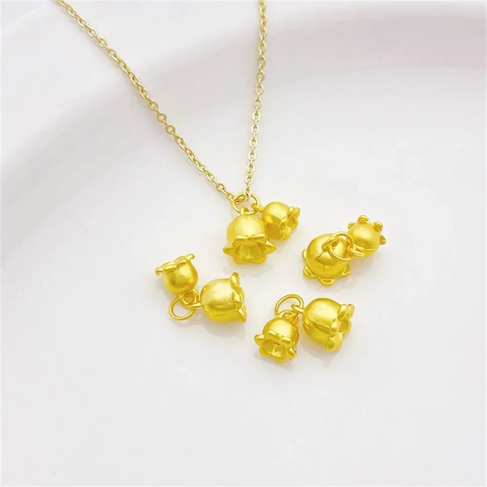 

18K Matte Gold Bell Orchid Combination Small Pendant DIY Handmade Bracelet Necklace Accessory Material Accessories