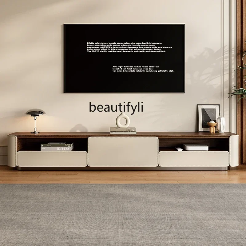 

ss K178 ss25 Modern simple rectangular saddle leather coffee table, TV cabinet, solid wood guest coffee table, ancient style