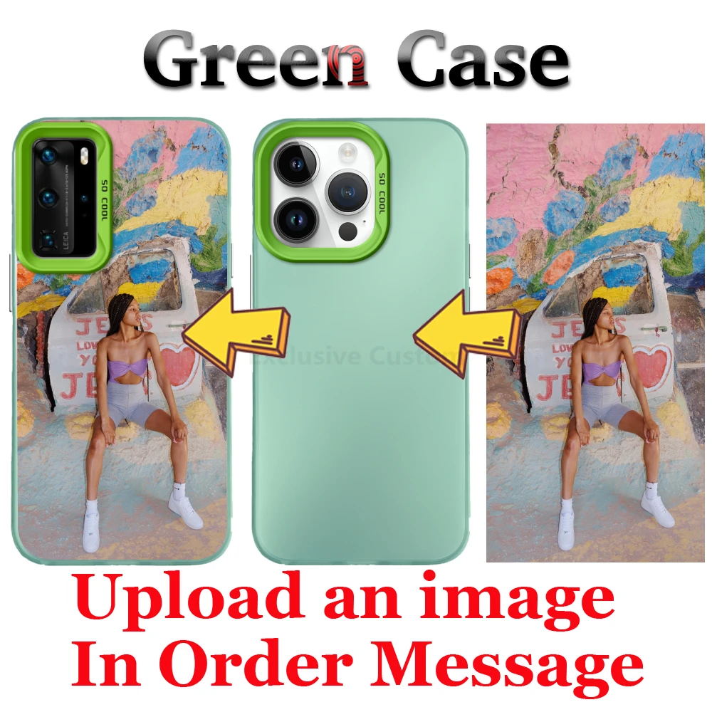 Exclusive Custom Green Matte Plating Phone Case for Huawei MATE P40 P30 PRO Honor 50 90 DIY Cover Customized Design Name Photo