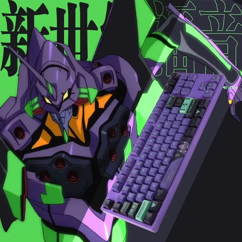 EVANGELION Cartoon Anime Periphery Eva-01Asuka Ayanami Rei Wireless 2.4g3 Module Plug in Side Engraved RGB87 Mechanical Keyboard