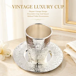 Silver Plated Kiddush Cup Nickel Plated Wine Cup with Saucer Judaica Shabbos Wine Cup Passover for Shabbat Havdalah Holiday Gift