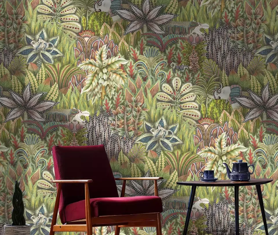 Southeast Asian Fantasy Retro Jungle Plant Mural Living Room Hotel Wallpaper Fixture Entrance TV Background Wall