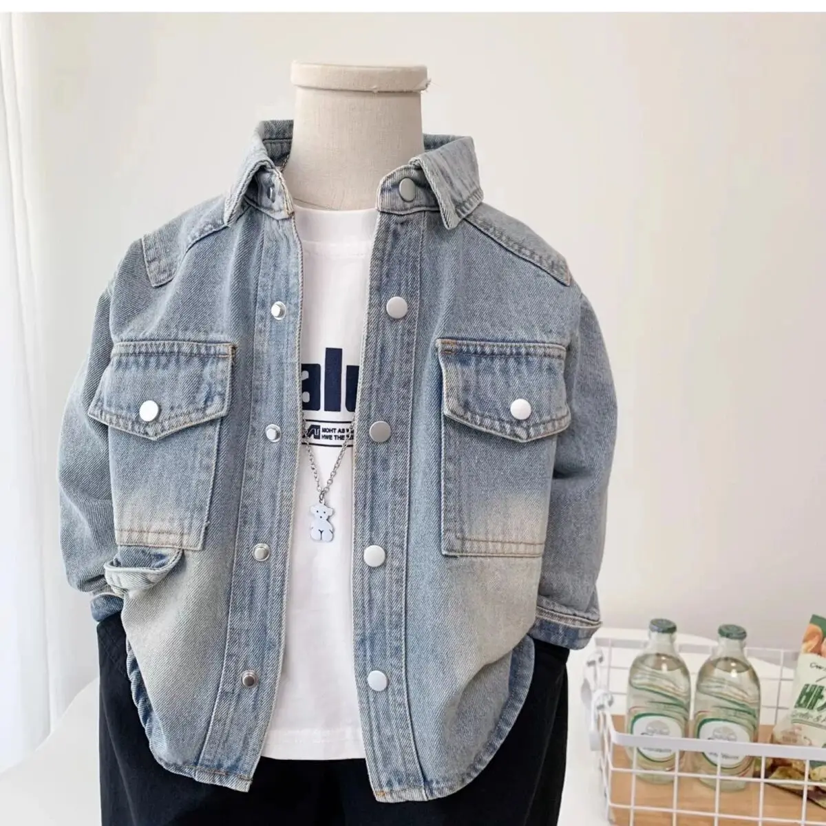 

Boys Spring Autumn Denim Jacket 2026 New Fashion Soft Korean Version Children's Clothing Casual Style Coat for Kids