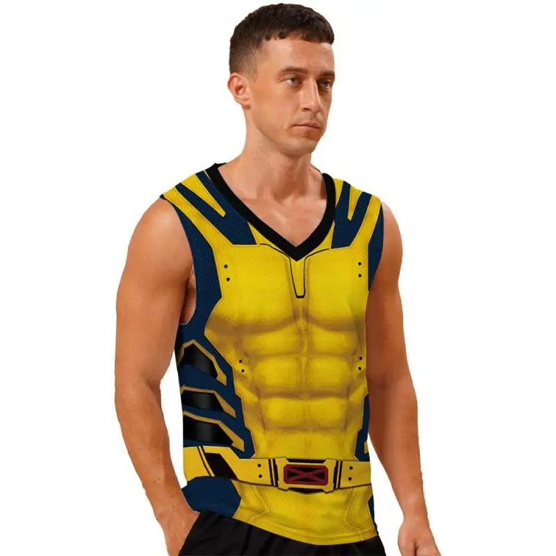 Halloween Tank Tops for Men Superhero Cosplay Vest 3D Printed Costume Carnival Party Sleeveless Shirt V-Neck Fancy Novelty Tee