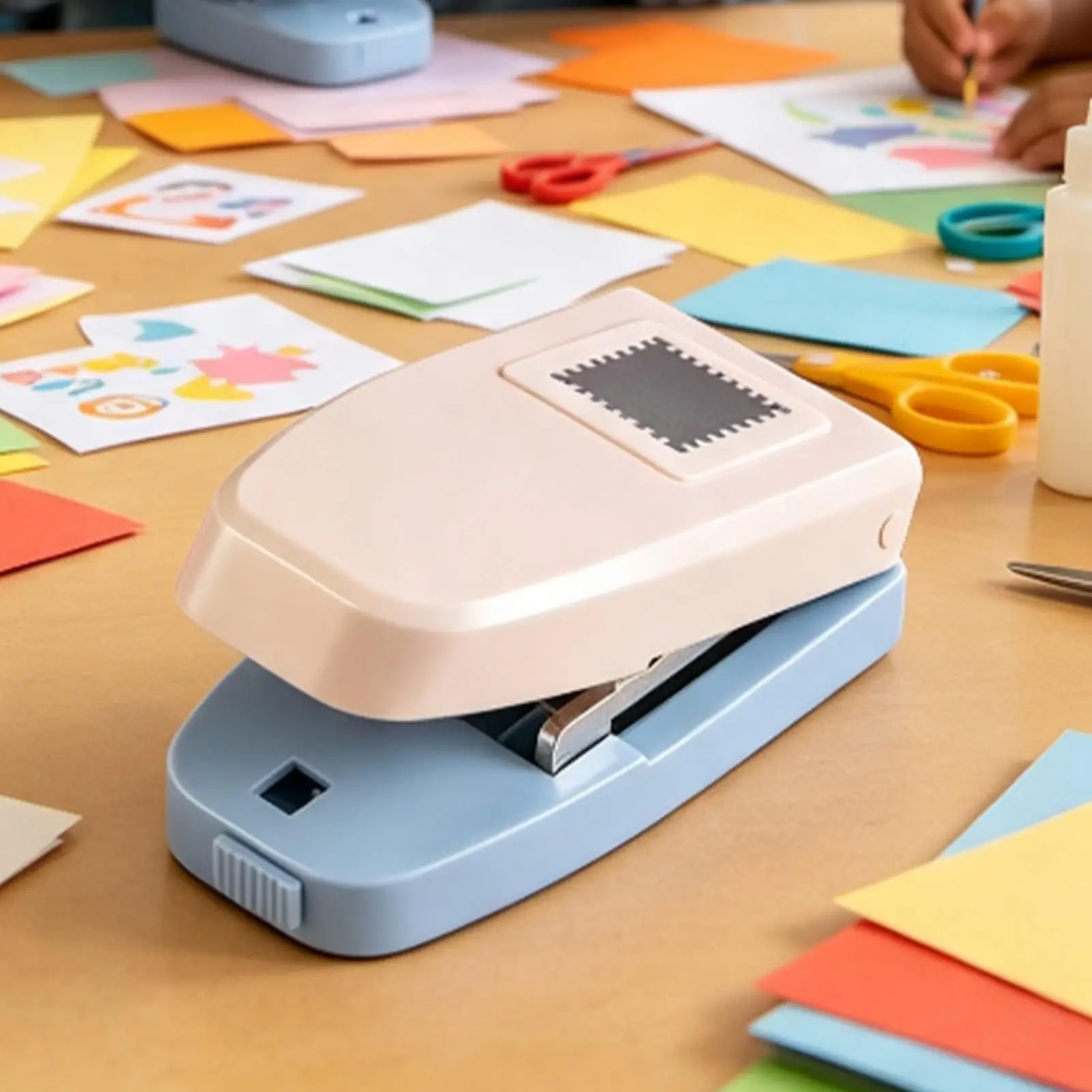 Paper Punch DIY Multipurpose Lever Action Rectangular Hole Puncher Scrapbook Punches Stamp Maker for Home School Classroom
