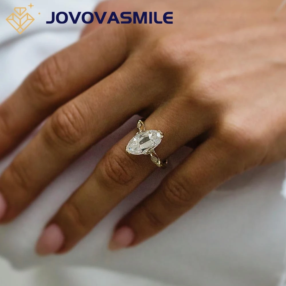 

JOVOVASMILE 4.5 Carat Moissanite 13.75x7.25mm Old Mine Oval Cut Ring 14K Solid Yellow Gold 100% Real Moissanite for Woman