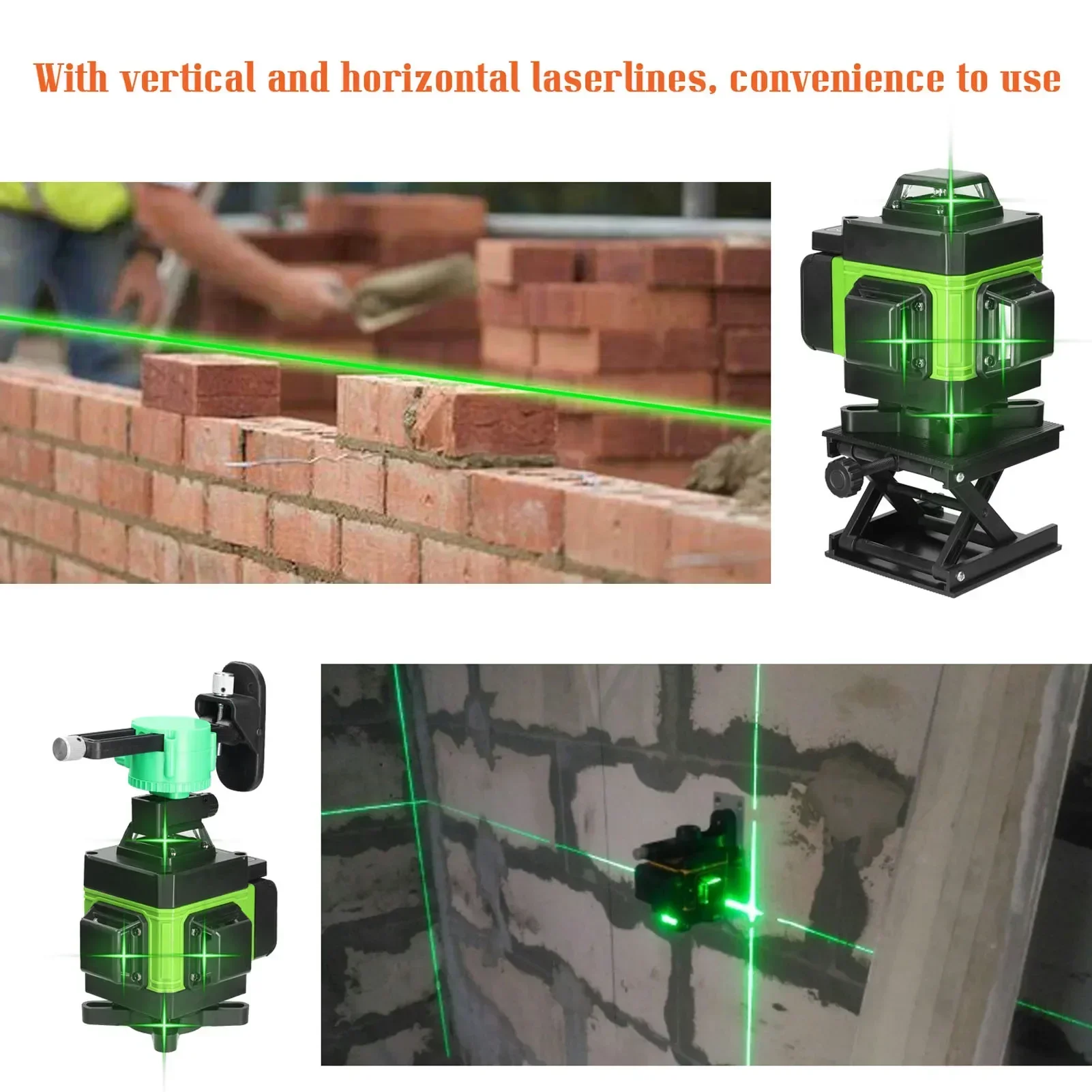 Instrumento láser de medición de sitio Vertical y Horizontal, luz verde 4D, 16/12 /8 líneas, nivel láser inclinado, herramientas de construcción