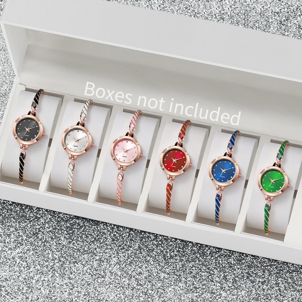 6PCS Women\'s Watches Fashion Rhinestone Small Dial Female Quartz Watch Set(Without Box)