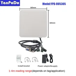 Yanpodo 1-4m Uhf Rfid Reader Long Range Built in 4dbi Circular Antenna RS232 WG26 WG34 USB RELAY Ethernet for Vehicle Management