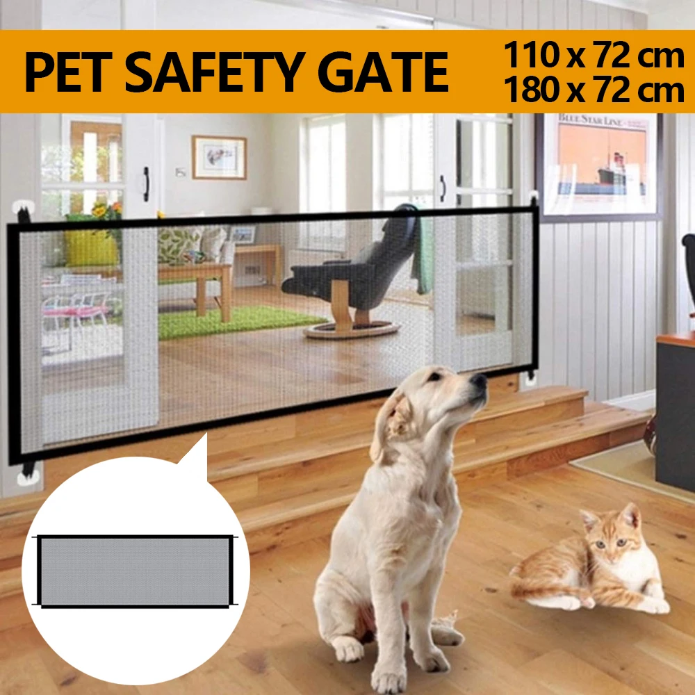 Pet Dog Barrier Fences Pet Isolated Network Folding Breathable Mesh Play Dog Safety Fence for Stairs Doorways Indoor and Outdoor