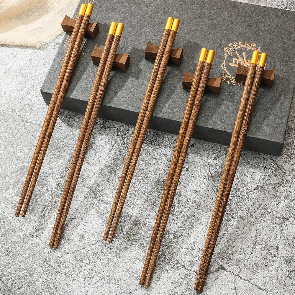 High Quality 5 Pair Chinese Chopsticks Natural Wood Sushi Beautiful Tableware Cutlery Kitchen Chopsticks Gift Box Tableware Set