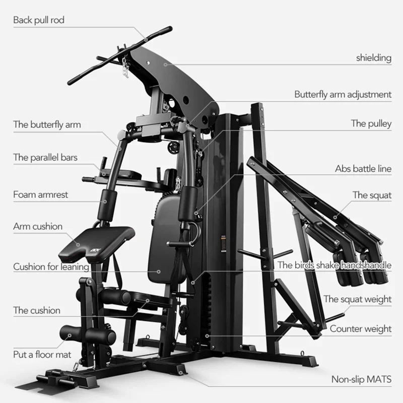 3 Station Comprehensive Fitness Equipment Multifunctional Fitness Equipment Home Gym Strength Exercise Equipment 2024 New Design