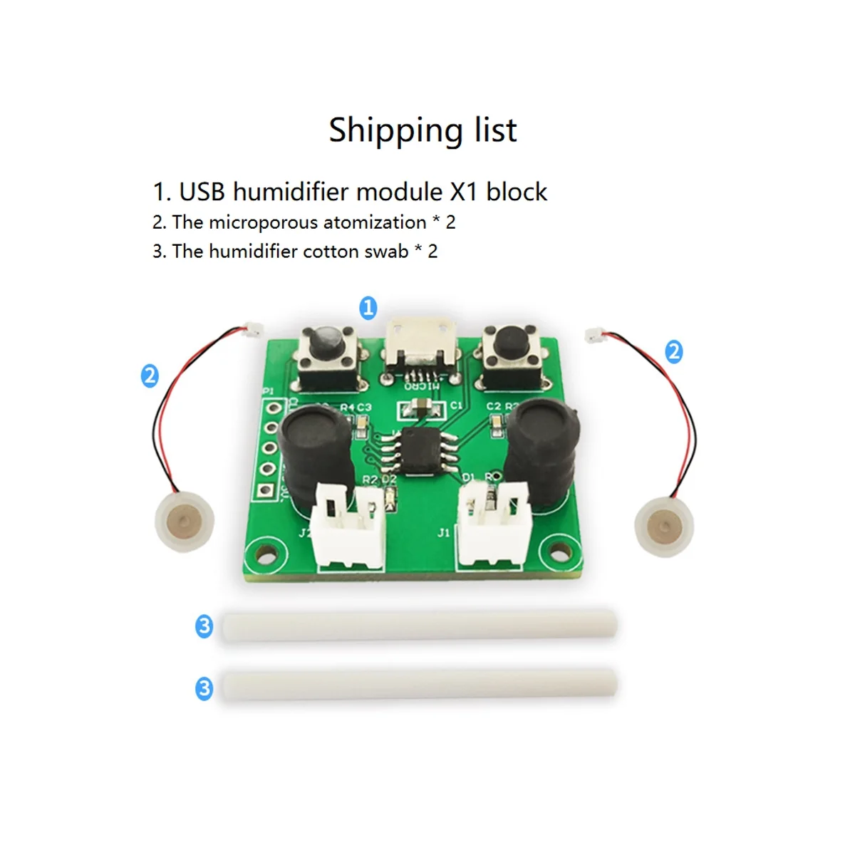 เครื่องเพิ่มความชื้นแบบ USB โมดูลสเปรย์พ่นหมอกโมดูลเครื่องเพิ่มความชื้นแบบสองทิศทางอุปกรณ์ทดลองบ่มเพาะแบบทำด้วยตัวเอง