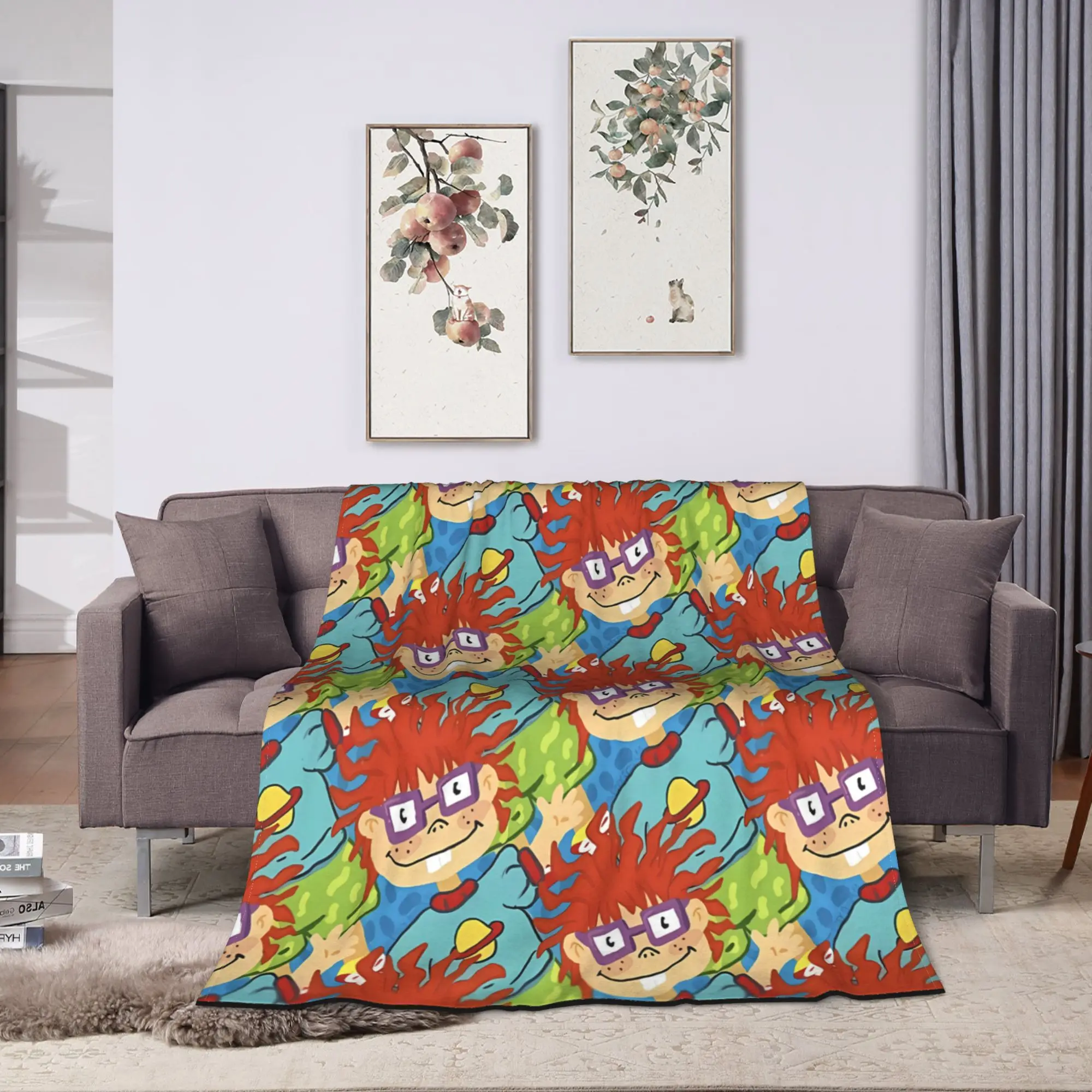Rugrats 90s Revival Character  Blanket Quality Super Warm  Throw Blanket Winter Decorative Home Decor Novelty Bedspread