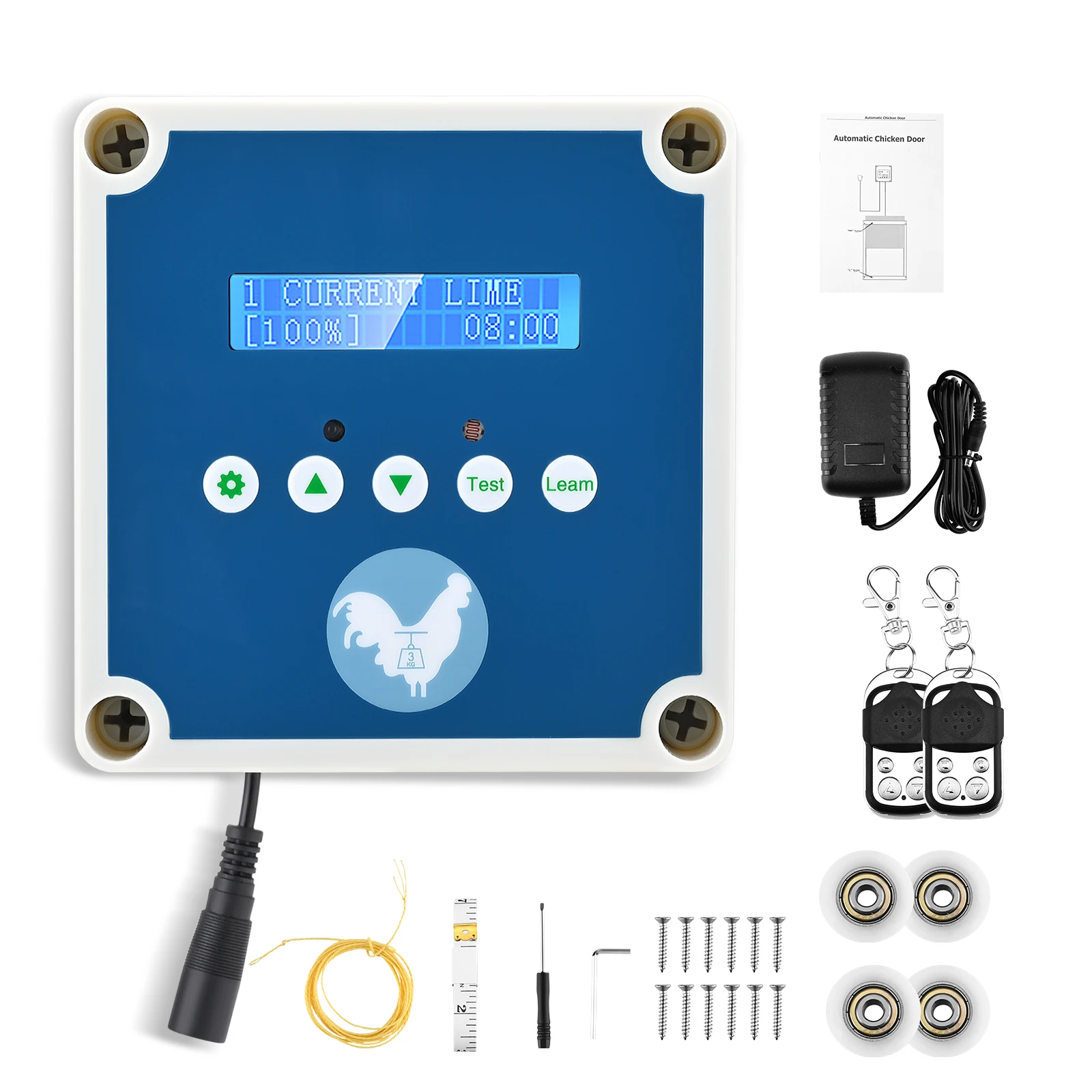 Automatische Hühnerstall-Tür, Hühnerstall-Türöffner, Fernbedienung Manueller Sensor Licht-Timer, 3 Stromversorgungsmodi Solarenergie