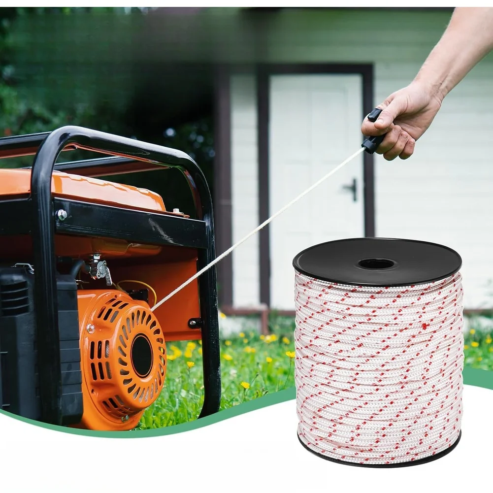 Replacement Cord Recoil Starter Rope Abrasion Resistant Braid Flexible Pull Cord Weather Resistant Fiber Lawn Mower
