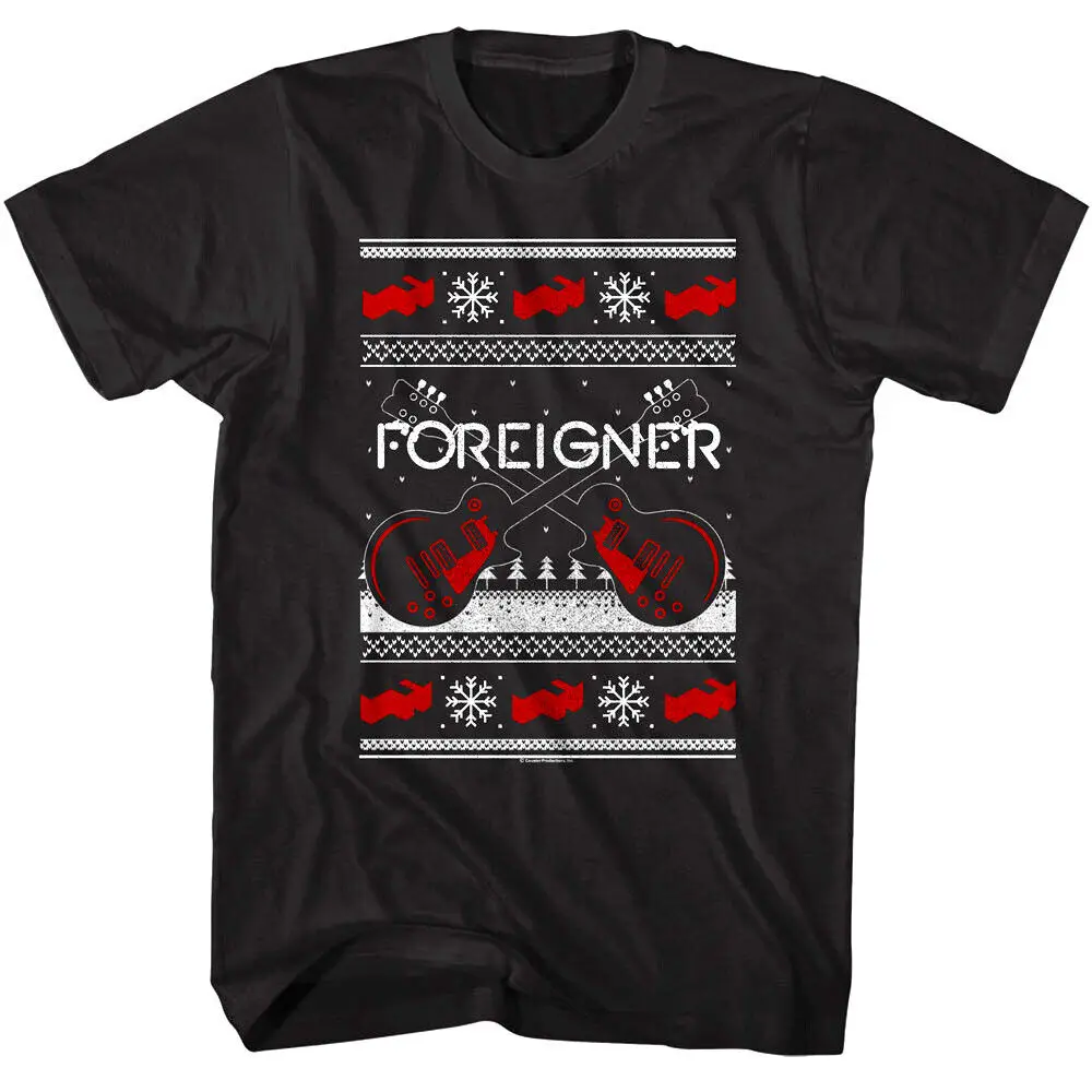 Foreigner Guitars Tacky Xmas Sweater Men'S T Shirt Christmas Pop Rock Band