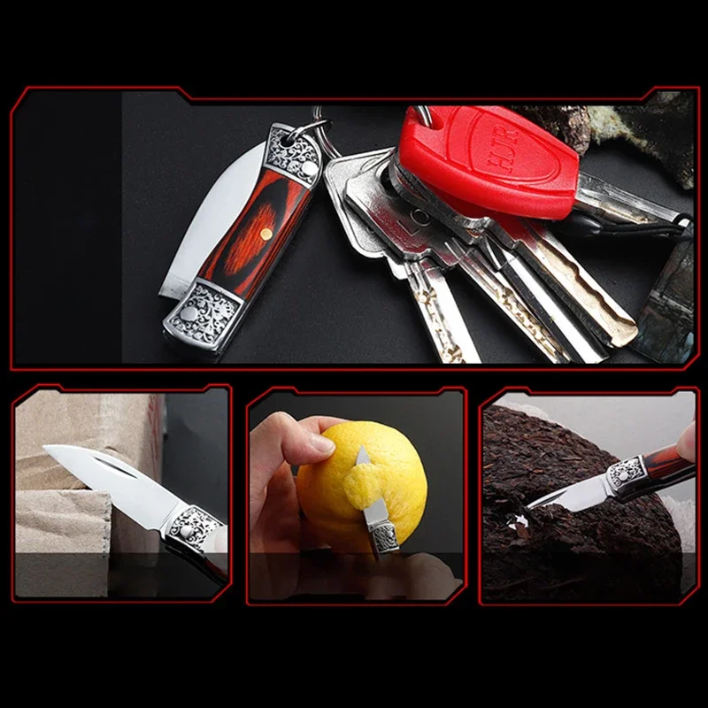 Mini Keychain Portable Fruit Knife Folding Knife Convenient Express Unpacking Knife Outdoor Camping Survival Tool