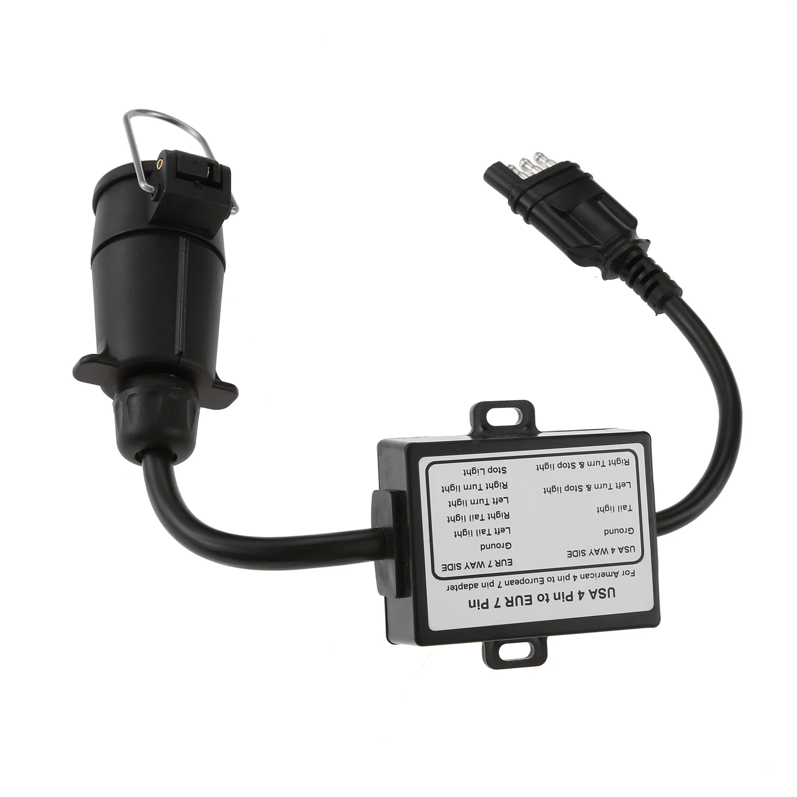 

1Pc Trailer Light Converter American 4-Way Flat Plug to 7‑Pin European Round Plug Connector Stop/Brake Signal Separating