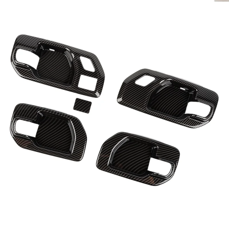 

5 Piece Car Door Handle Bowl Cover Carbon Fiber Pattern ABS For Chevy Silverado 1500 GMC Sierra 1500 2019-2022