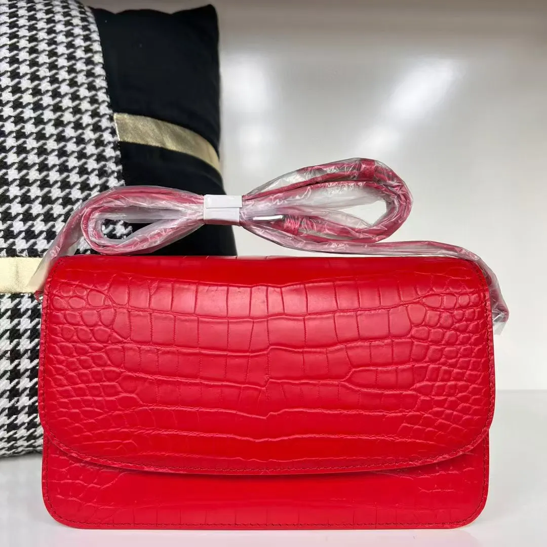 

1 маленькая сумка через плечо из натуральной крокодиловой кожи для женщин, поясная сумка из кожи аллигатора, бежевого, серого, белого, розового цвета