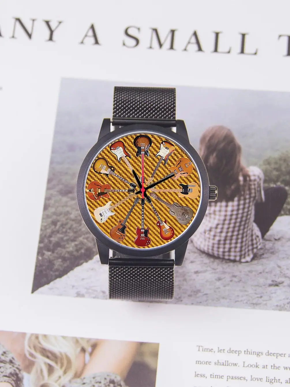 Bass Design Men's Watch Original Brand Watches Gift Guitar Music Lovers Rose Gold Choice Souvenir Personalized Clock Wristwatch