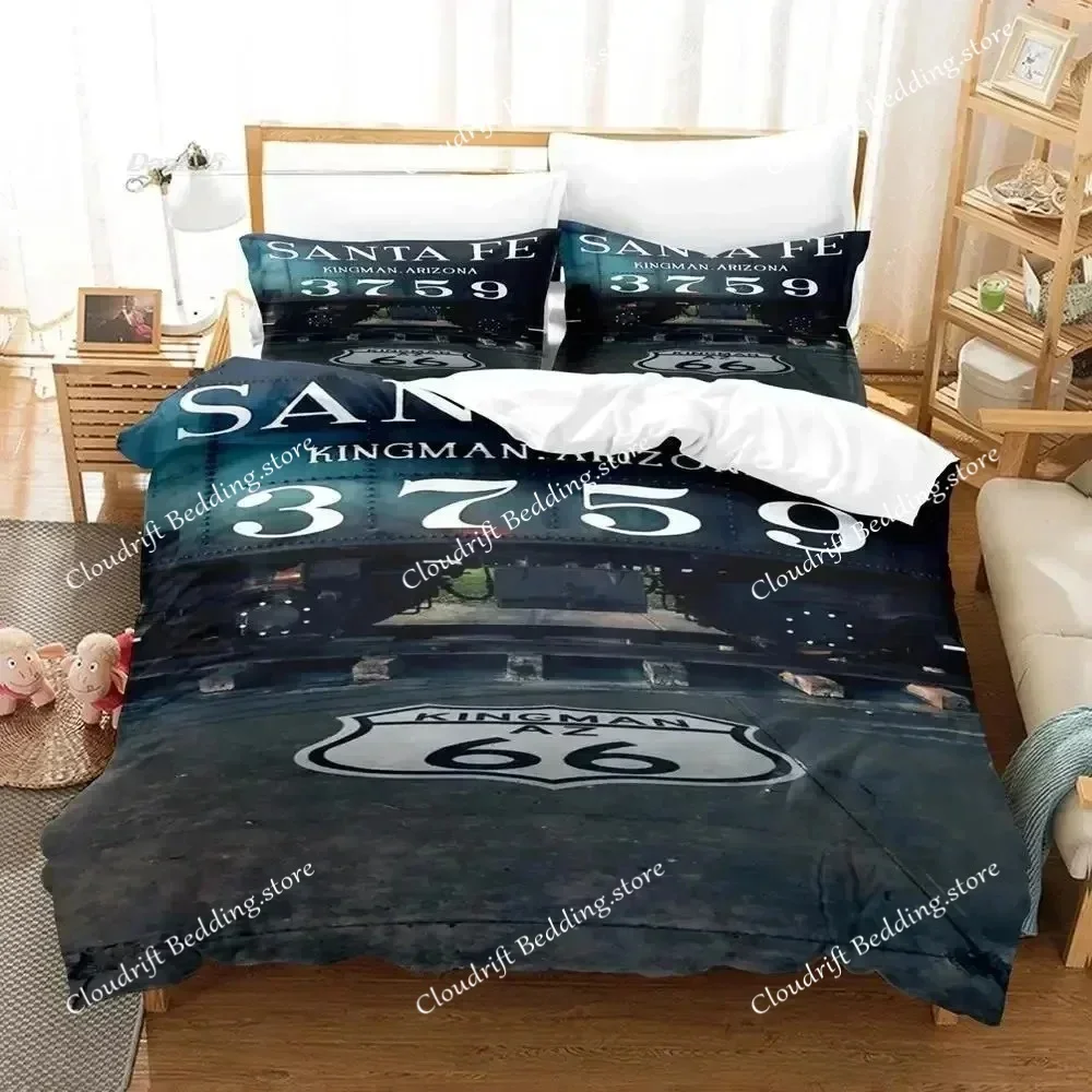 

3D Print Route 66 Bedding Set Single Twin Full Queen King Size Bed Set Adult Kid Bedroom Duvet Cover Sets Fashion Bed Sheet Set0