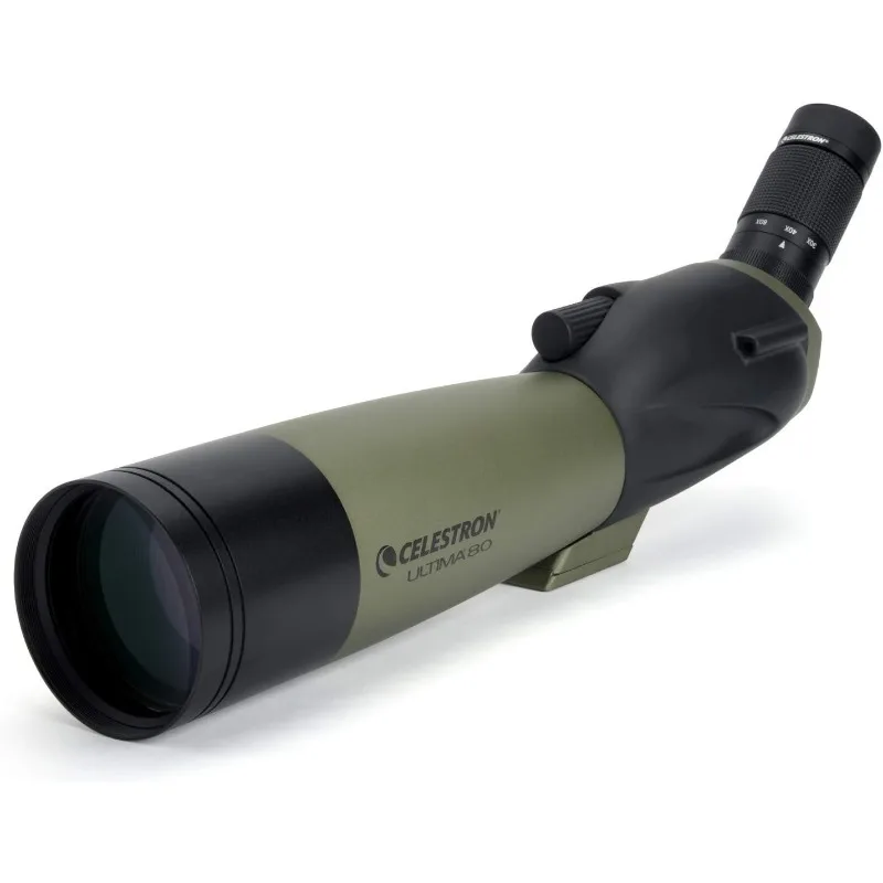 Celestron – Ultima 80 Angled Spotting Scope–20-60x Zoom Eyepiece– Multi-Coated Optics–Waterproof and Fogproof–Soft Carrying Case