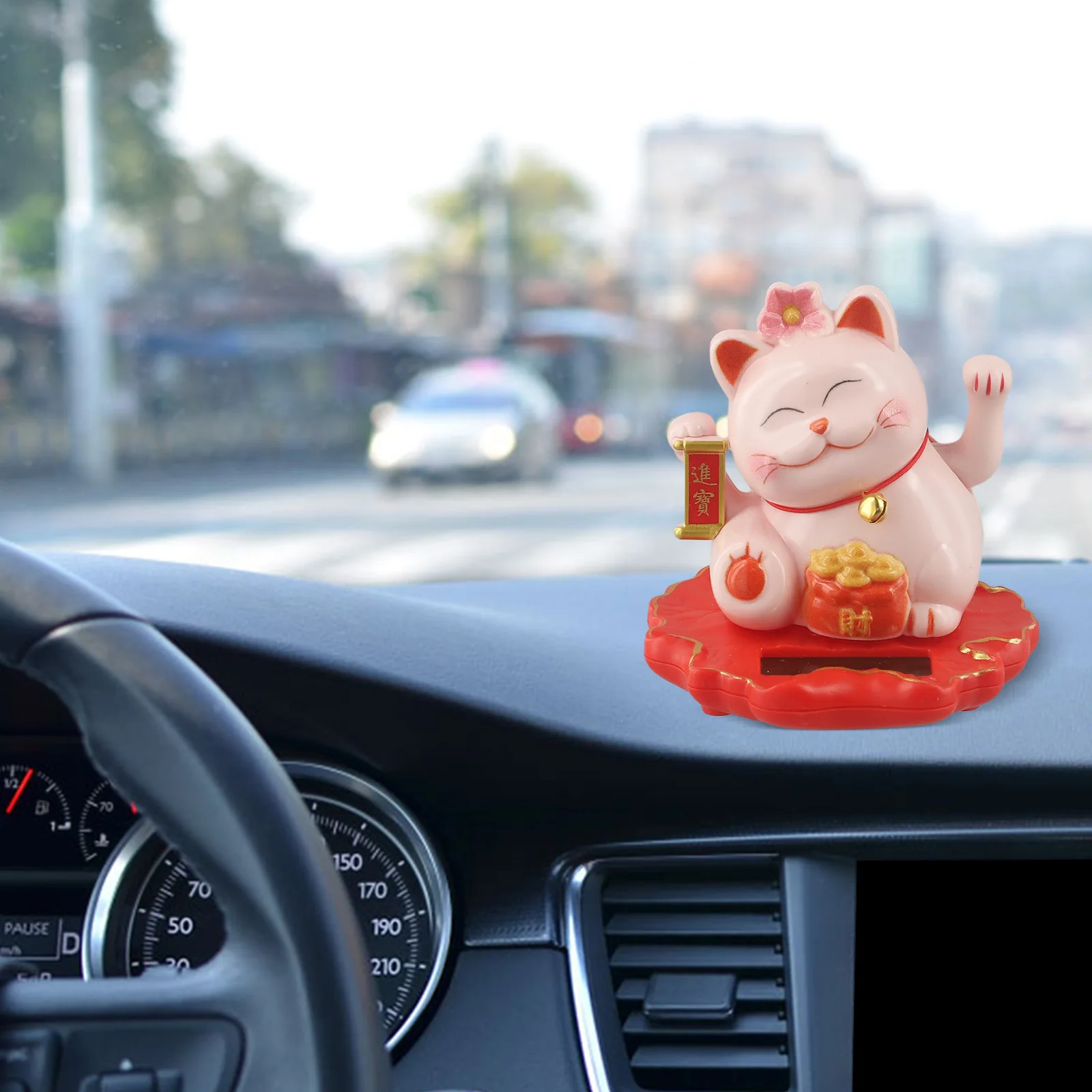 Feng Shui Lucky Cat 7.8*7.5*8cm Automatic Waving Lucky Cat Classic Design Financial Prosperity Positive Energy