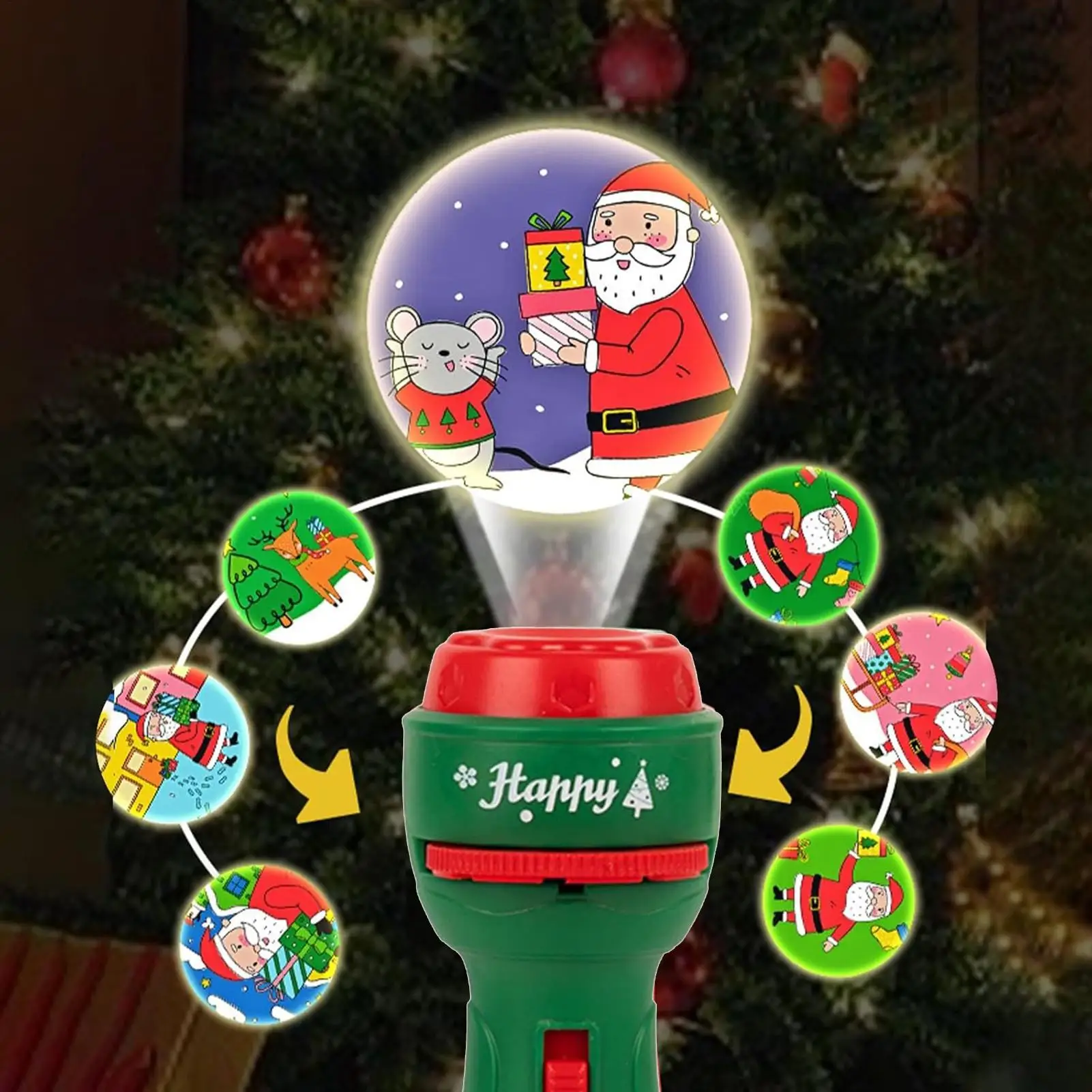 Flashlight Christmas Projector Creative 24 Patterns Santa Claus Christmas Tree Education Toy Bedtime Story Book Christmas Gifts