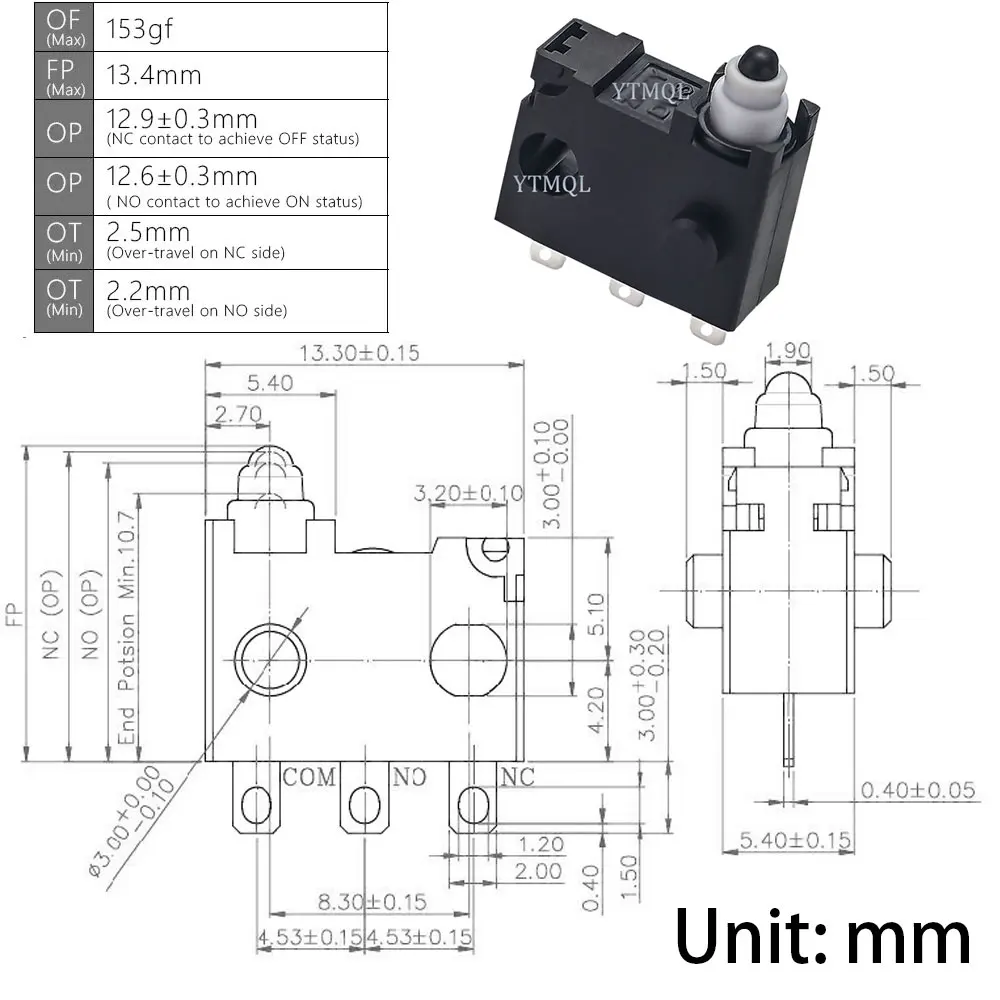 1Pcs For Peugeot 206 cc roof sensor micro switch IP67 DW3 Waterproof car door lock