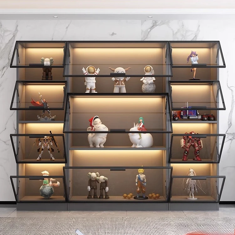 

Bookcase with glass door, whole wall dustproof bookshelf, light luxury figure, Lego model display display, home living room