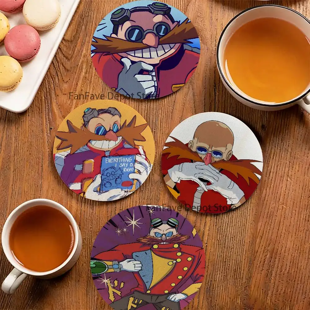 

Without hair Eggman Robotnik Round Coaster Non-slip table mat Insulated Coasters Kitchen Dining Room Tabletop Decor