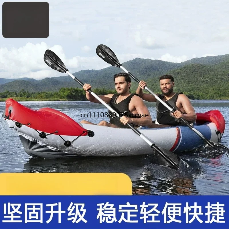 Single Double 3 Person Inflatable Kayak, Foldable Rubber Fishing Assault Boat For Lake Drifting Water Sports