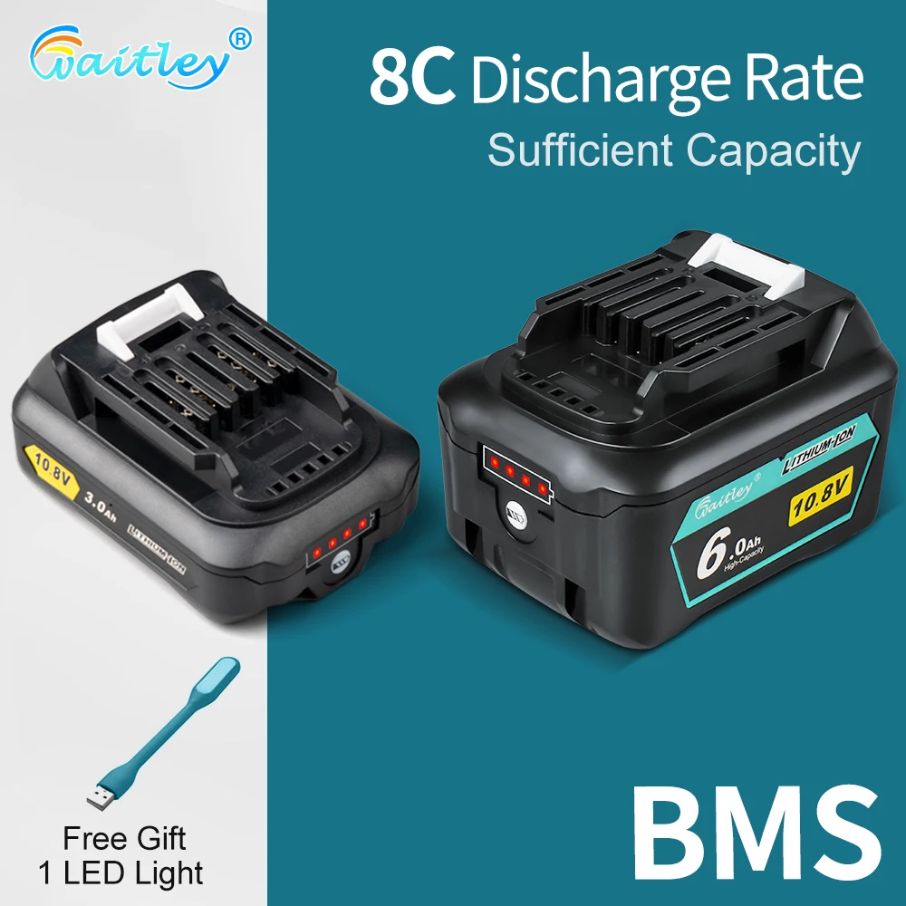 10.8V 12V 6A Rechargeable Replace Li-Ion Battery for Makita CXT 6.0Ah Slide Style BL1040 BL1040B BL1015 BL1020B BL1020 BL1016