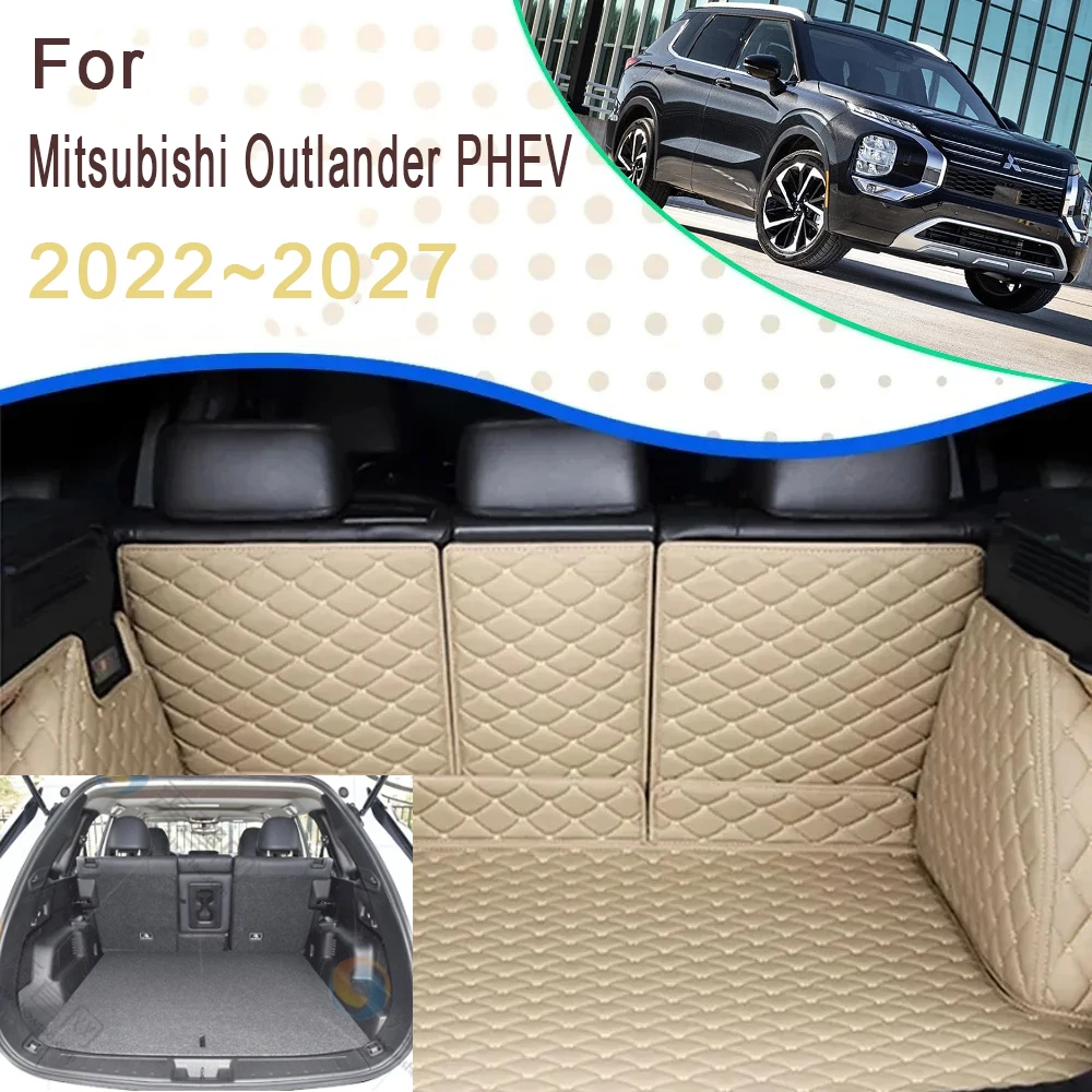 

Коврики для заднего багажника автомобиля Mitsubishi Outlander PHEV GN 2022 2023 2024, кожаные Коврики для хранения в багажнике автомобиля на 5 мест, аксессуары для интерьера автомобиля