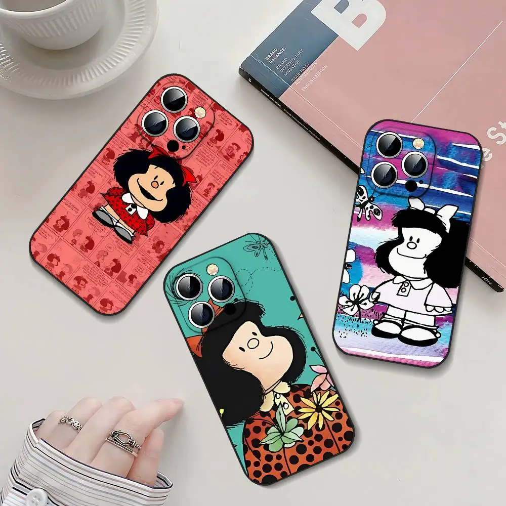 لطيف الكرتون مافالدا جراب هاتف جراب هاتف آيفون 17 16 15 14 13 12 11 X XR XS زائد برو ماكس غطاء أسود ناعم صغير #3